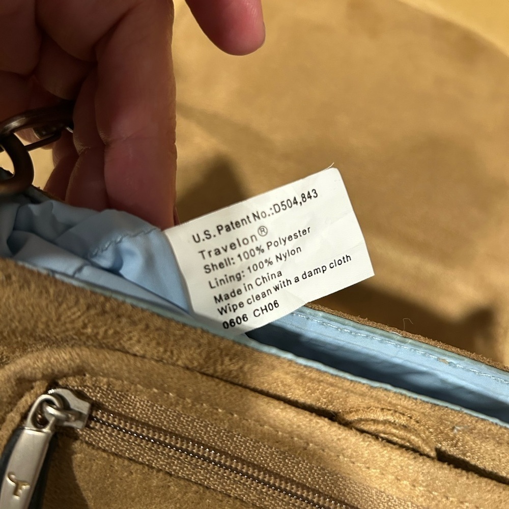 Travelon Crossbody Bag Tan Faux Suede Antitheft Travel Casual Everyday - Picture 5 of 6
